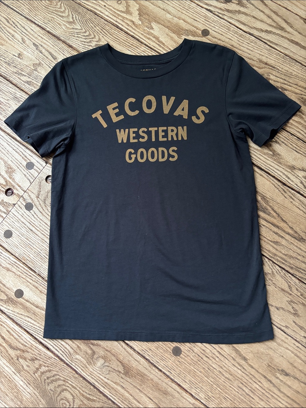 Tecovas Black Tee with Gold 'Western Goods' Print